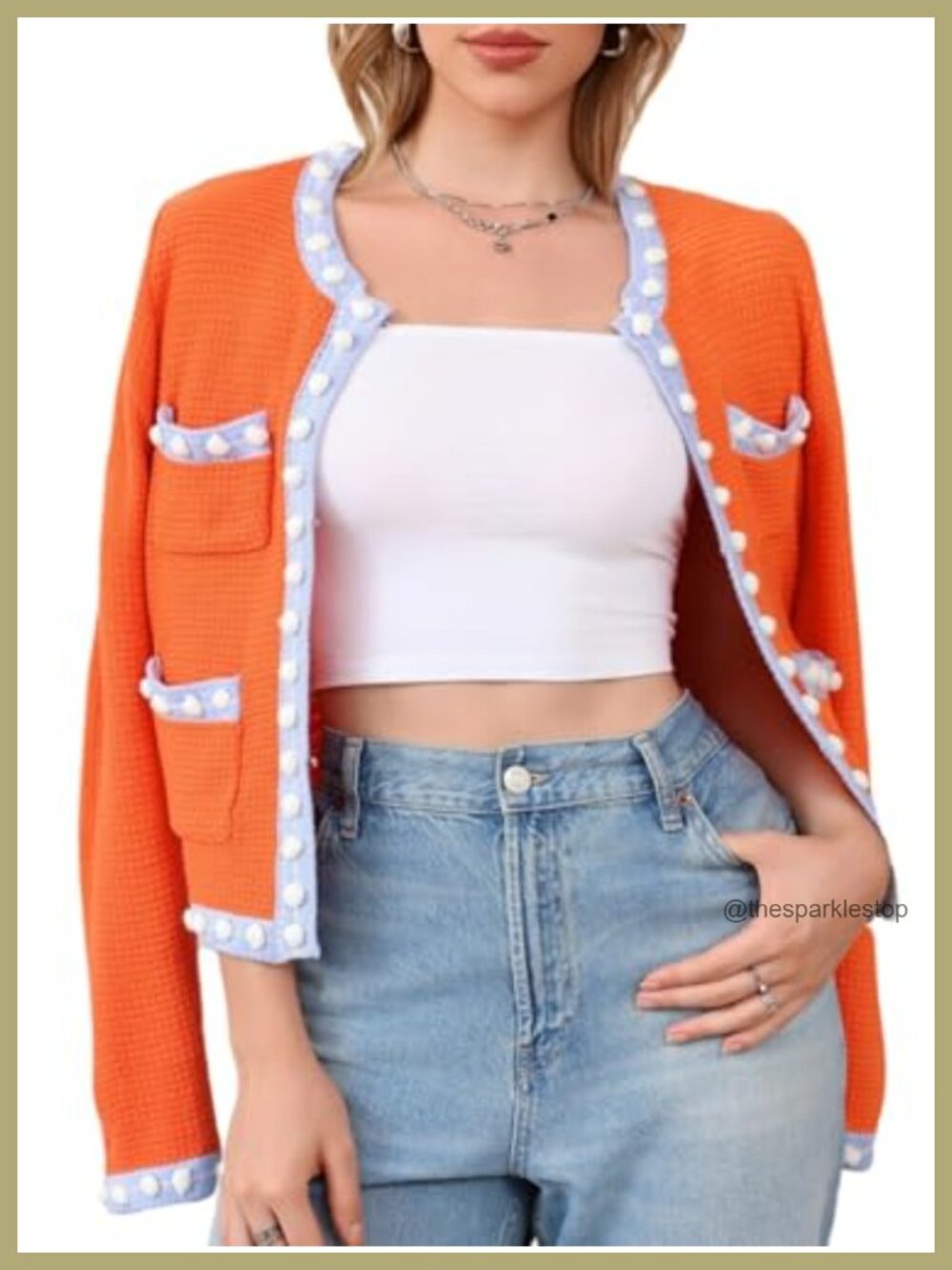 Cropped Cardigan Women Open Front Jackie O Sweater Chunky Knit Coats